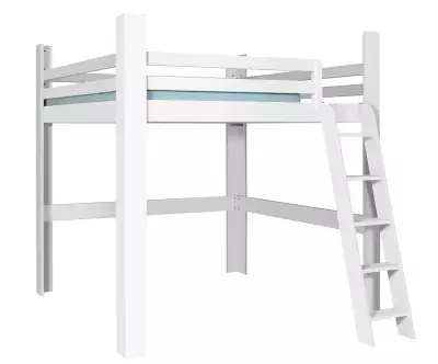 Lit mezzanine blanc 200x200 en version basse