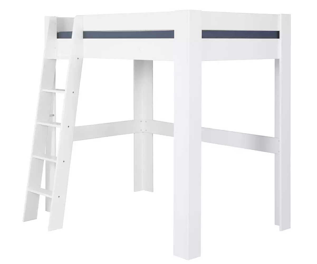 Lit mezzanine avec échelle Paros blanc avec matelas Lit mezzanine avec échelle Paros blanc avec matelas