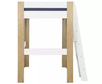 Côté du lit mezzanine échelle Paros blanc et bois avec matelas