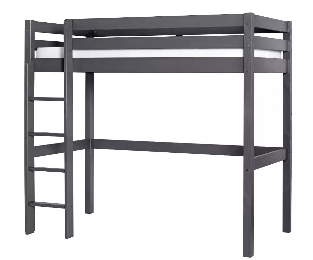 Lit mezzanine en bois massif gris anthracite Lit mezzanine en bois massif gris anthracite