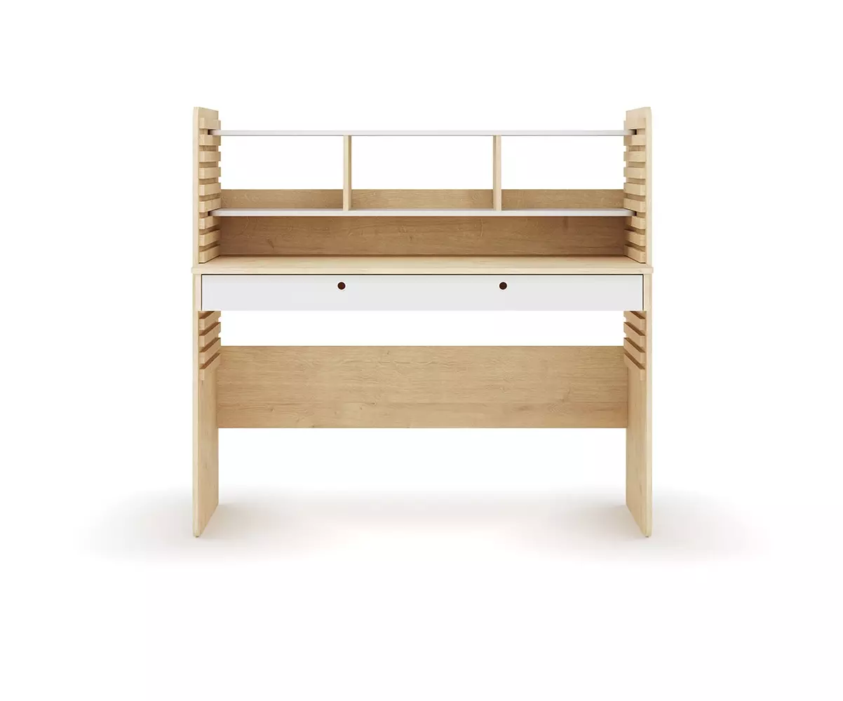 Bureau à Hauteur Réglable Duncan Bois et Blanc. Assis ou Debout Bureau à Hauteur Réglable Duncan Bois et Blanc. Assis ou Debout