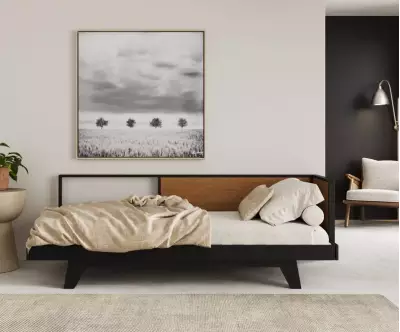 Lit banquette adulte noir et bois