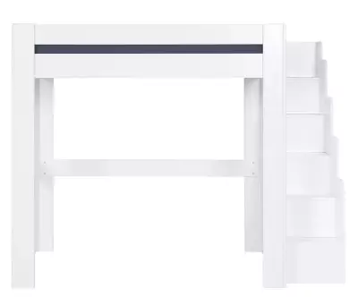 Lit mezzanine blanc avec module escalier de face