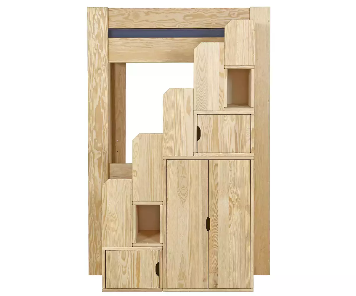 Module escalier bois naturel positionné à droite Module escalier bois naturel positionné à droite