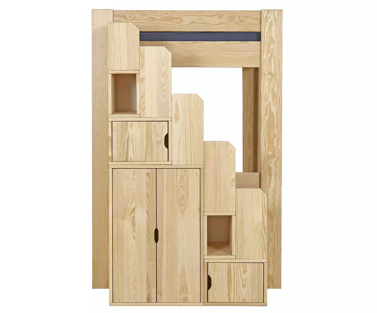 Module escalier bois naturel positionné à gauche Module escalier bois naturel positionné à gauche