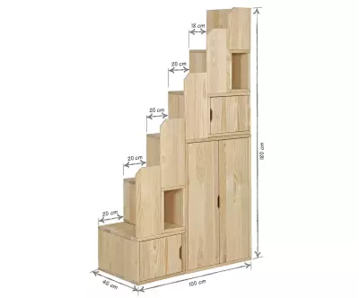 Dimensions de l'ensemble rangements escalier