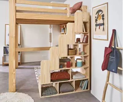 Escalier pour lit mezzanine bois 200x200