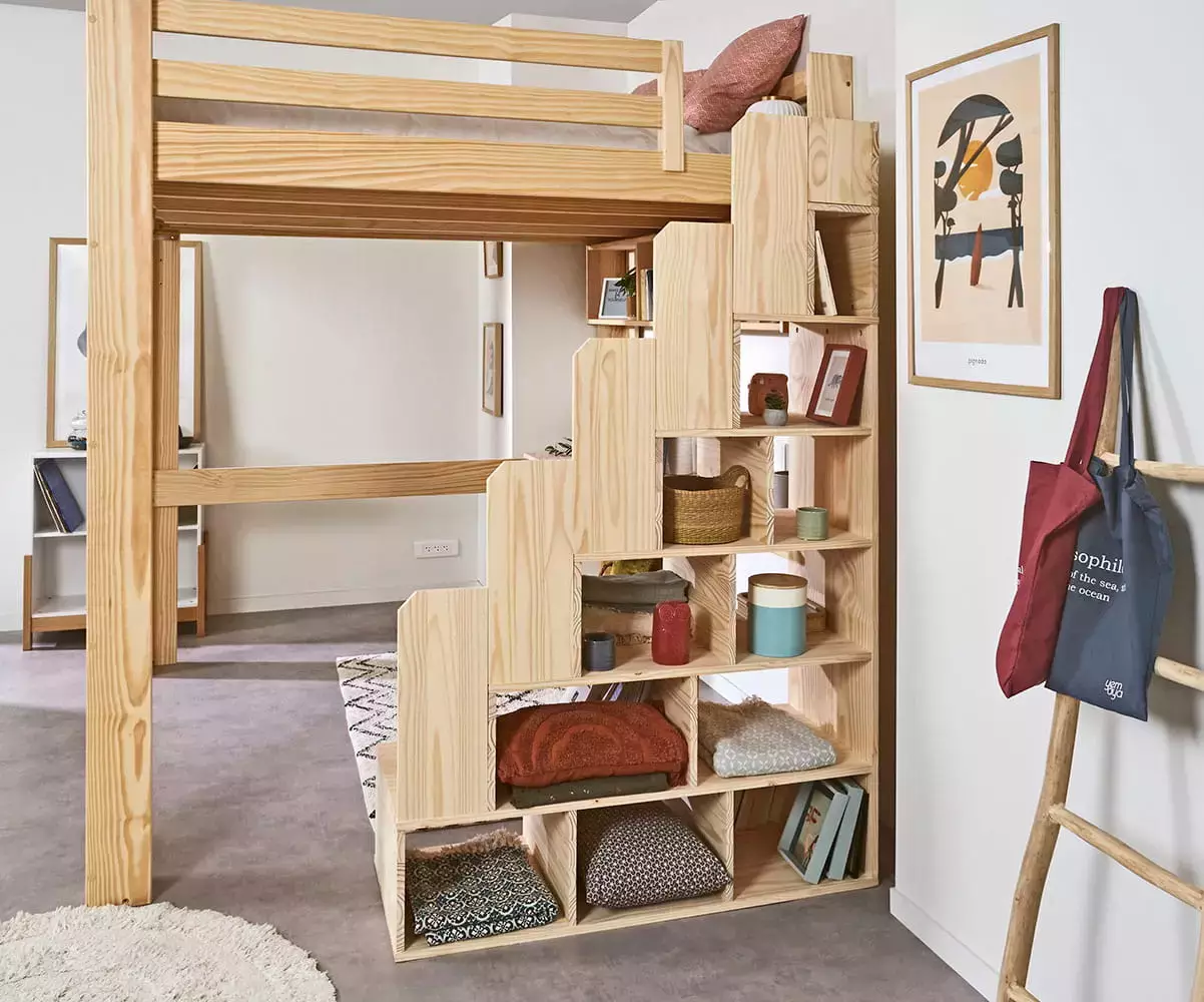 Escalier pour lit mezzanine bois 200x200 Escalier pour lit mezzanine bois 200x200
