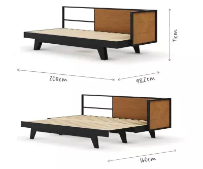 Dimensions de la Banquette lit gigogne Farrel