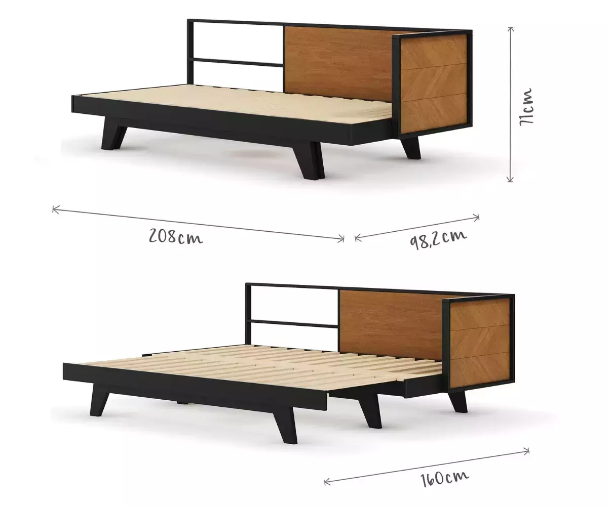 Dimensions de la Banquette lit gigogne Farrel Dimensions de la Banquette lit gigogne Farrel